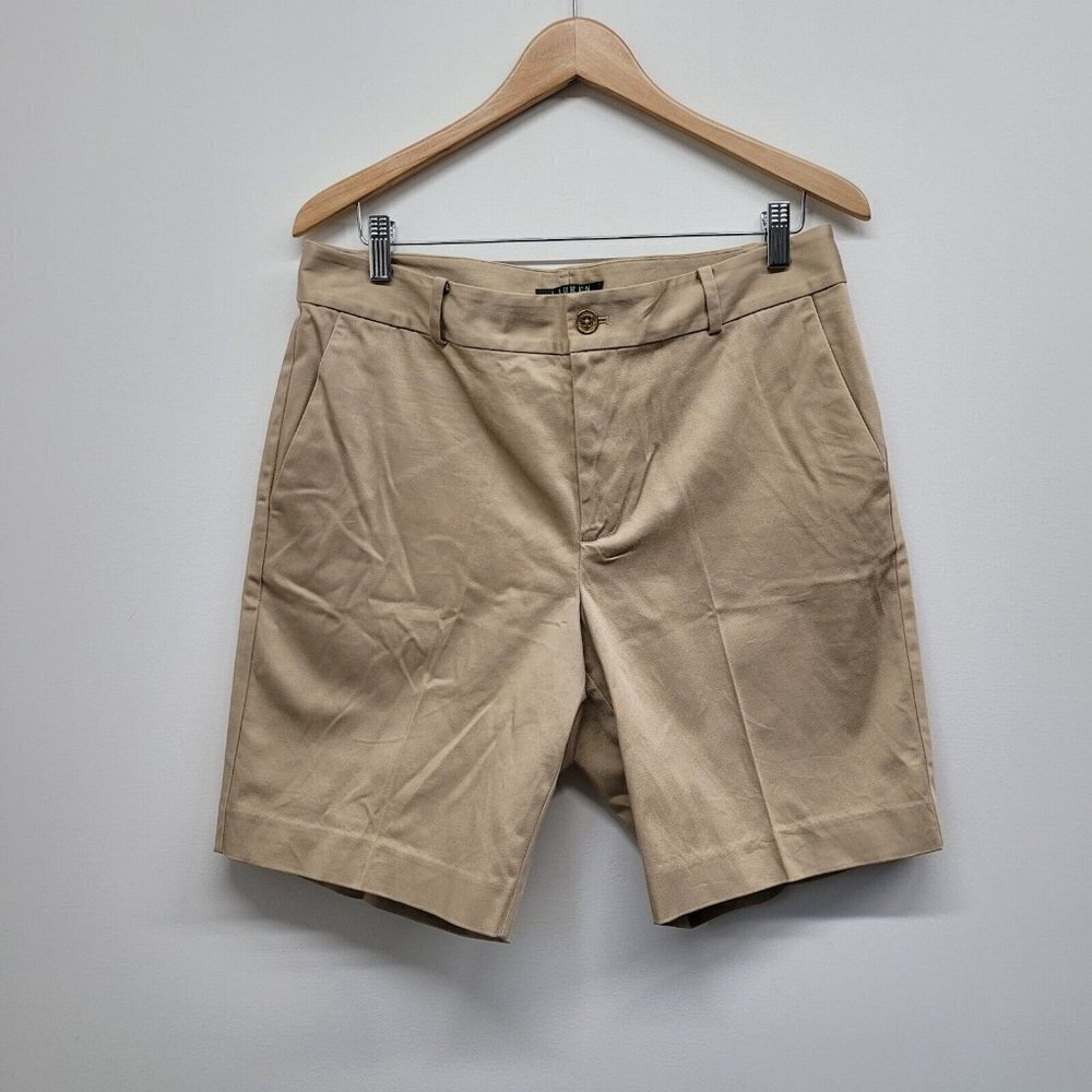 Lauren Ralph Lauren Size 12 Khaki Color Shorts Flat Front Side Pockets